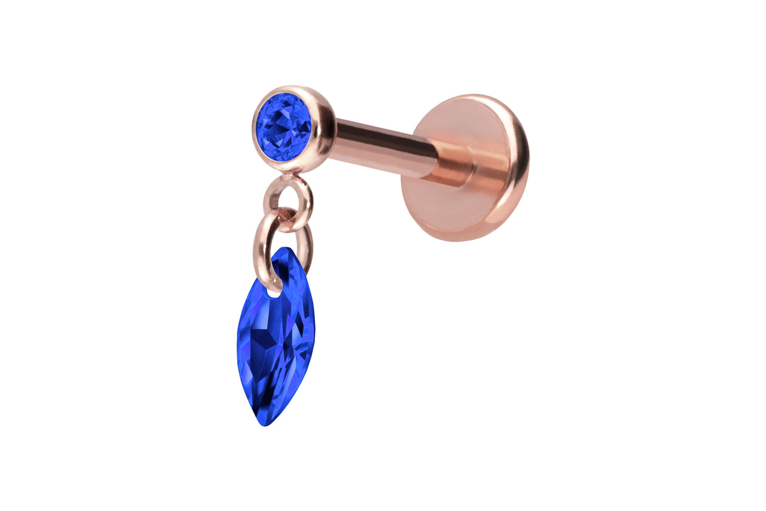 Titan Labret Piercing mit Push Fit KRISTALLOVAL